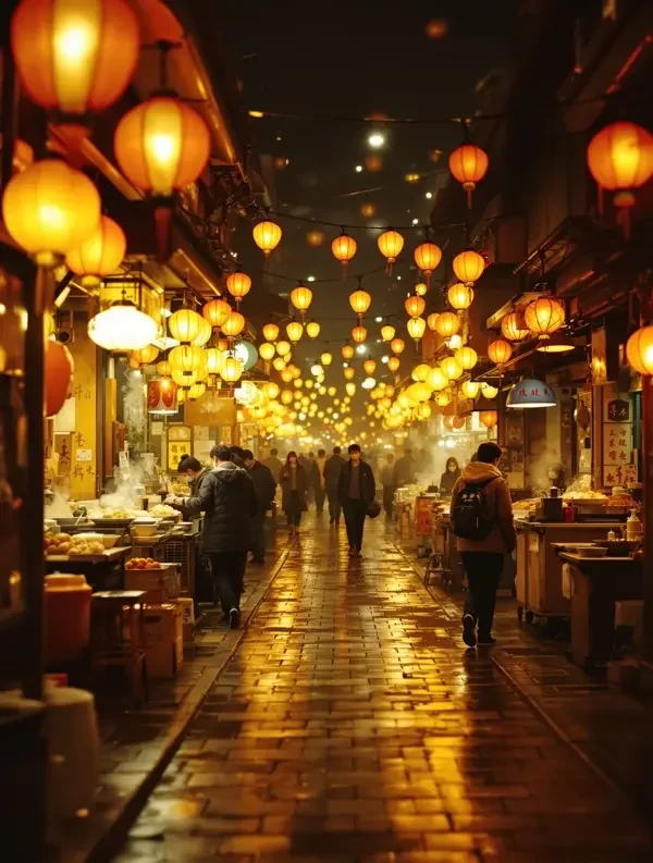 《城市夜行者》纪录片海报，深夜街头的暖色灯影